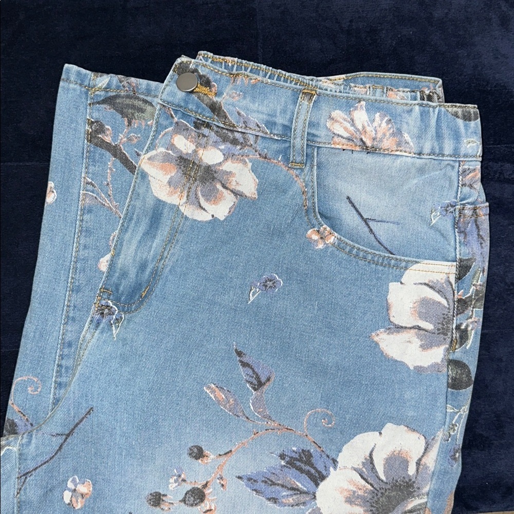 NWOT Stylish Y2K 90s Streetwear High Waist Floral Print Wide Leg Loose Jeans - Picture 10 of 10